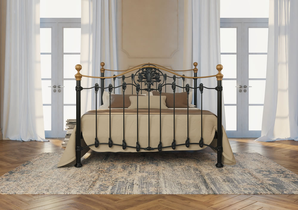 Кровать Dreamline Camelot (2 спинки) сталь-черный глянец с золочением 120х200