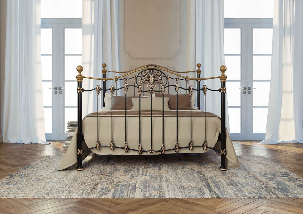 Кровать Dreamline Camelot (2 спинки) сталь-черный глянец с золочением 120х200
