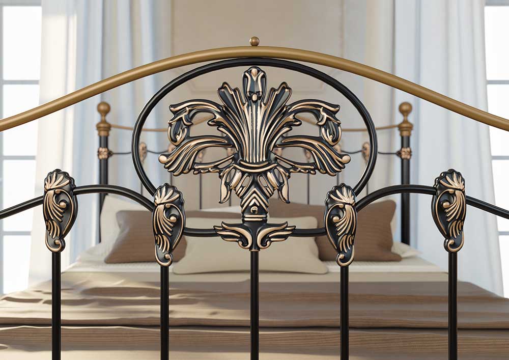 Кровать Dreamline Camelot (2 спинки) сталь-черный глянец с золочением 120х200