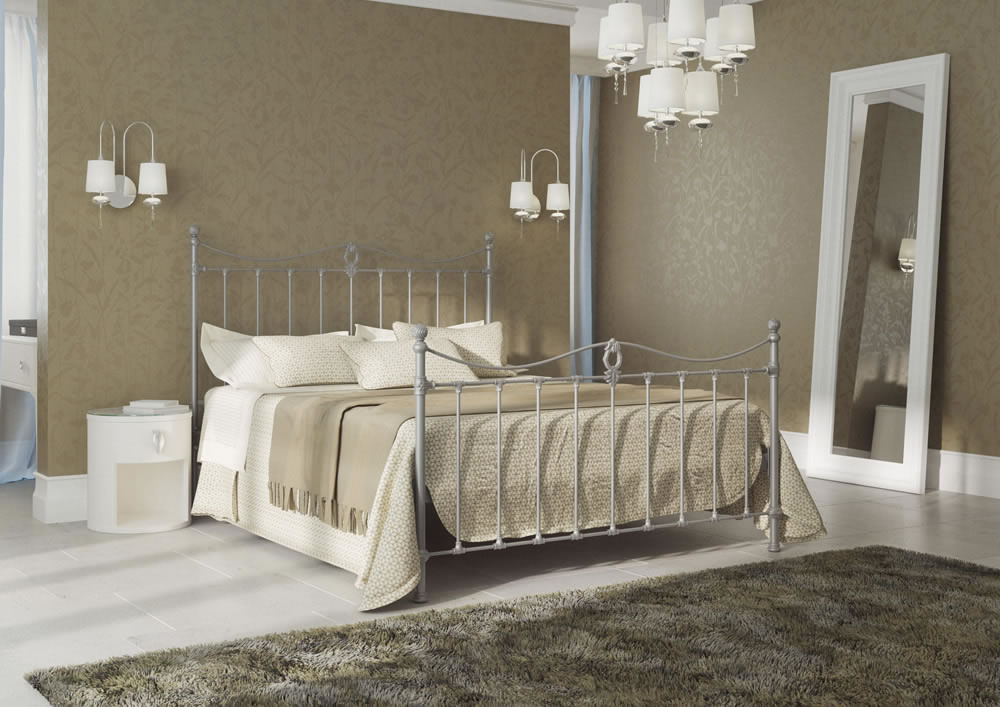 Кровать Dreamline Taya (2 спинки) сталь-серебро 90х195