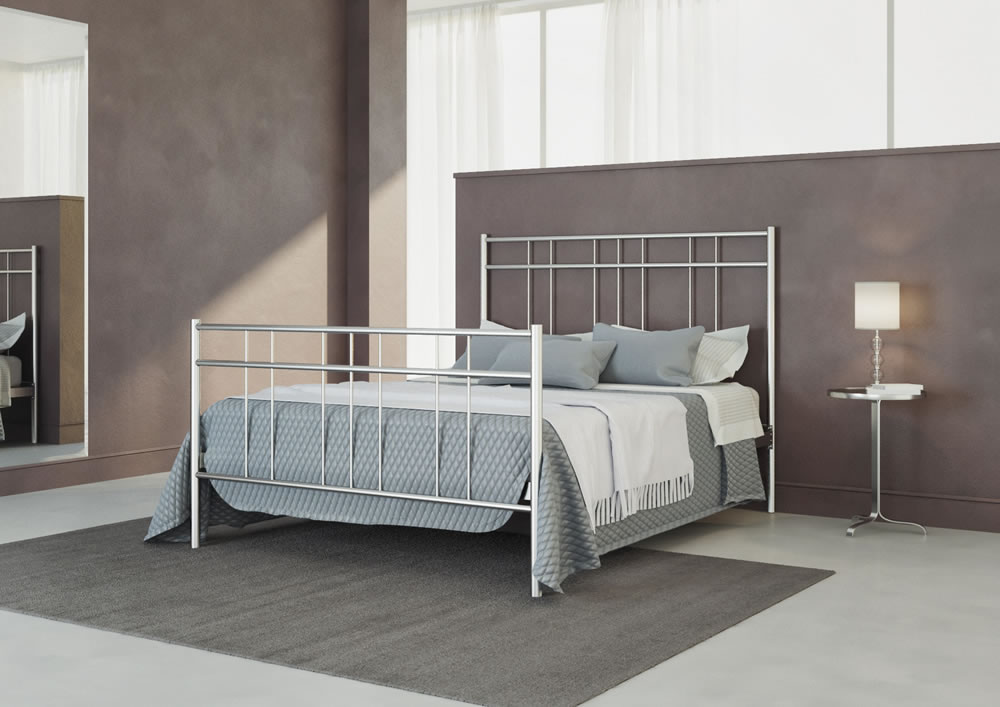 Кровать Dreamline Modena (2 спинки) сталь-серебро 160х190