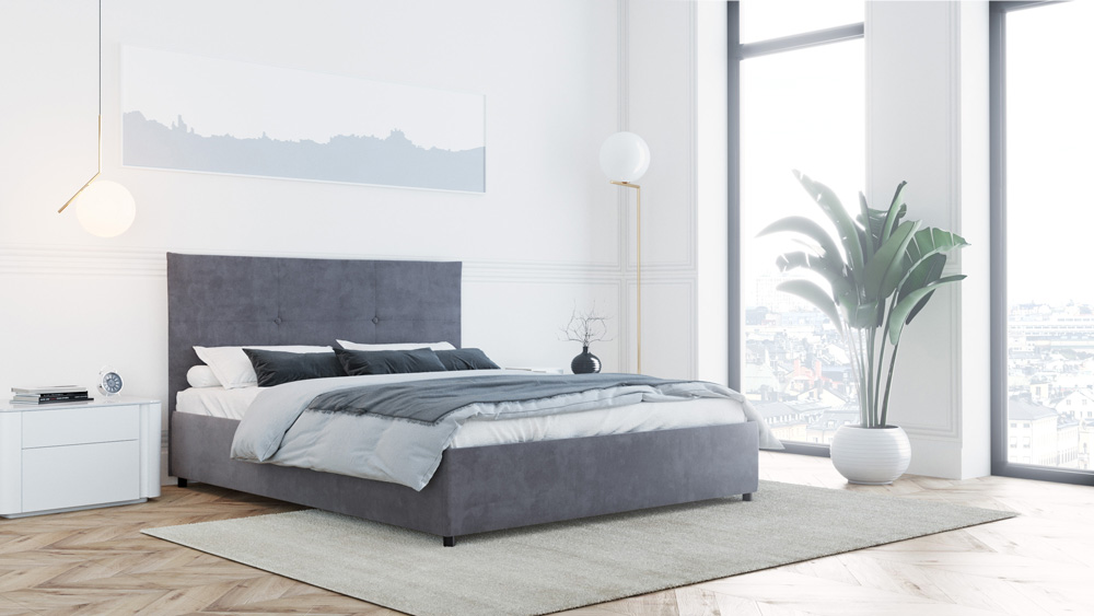 Кровать Dreamline Визби (искусственный велюр/серый) 140х200