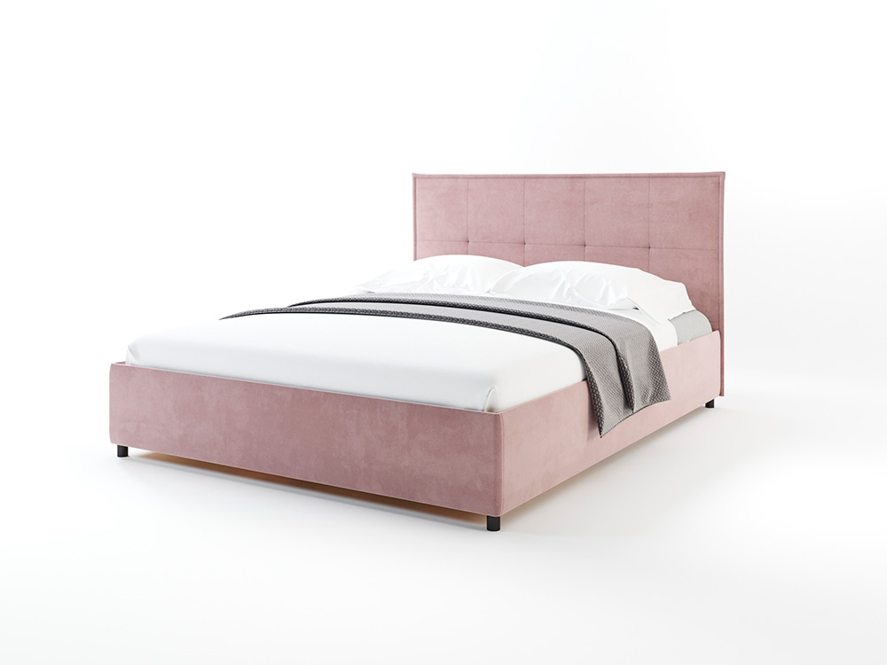 Кровать Dreamline Йорк (искусственный велюр/серо-розовый) 180х190