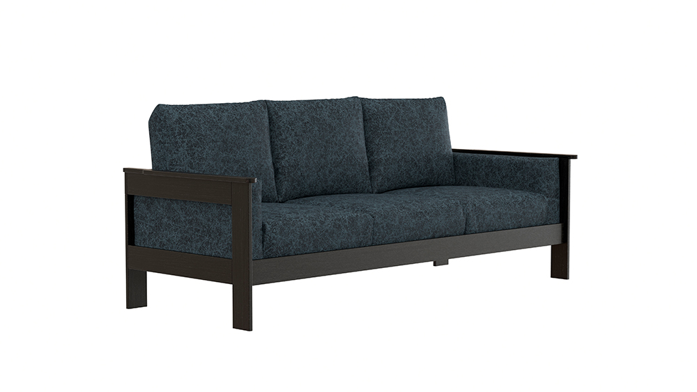 Диван Dreamline Майнц для гостиной (бук/венге) (иск.замша - синий) 230х91х96