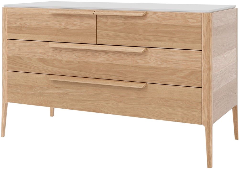 Комод RIVI Harvey широкий (дуб беленый/глянец белый) 130х56х78,5