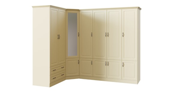 Шкаф Dreamline Эдем угловой млпд/бук-слоновая кость 90х56х220