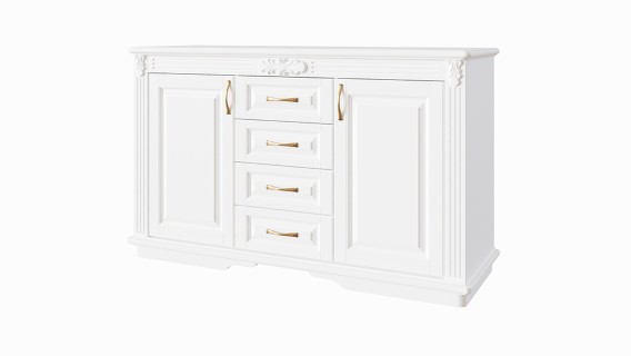 Комод Греденция Dreamline Палермо (4 ящика) ясень-белый 156х53х94