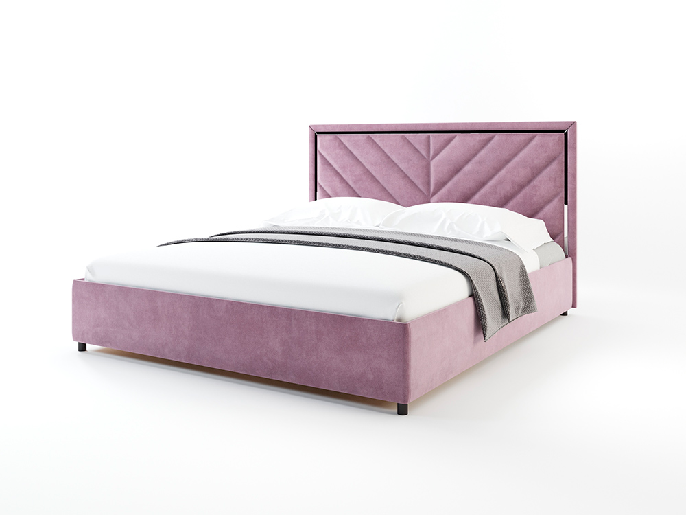 Кровать Dreamline Виктория (искусственный велюр/серо-розовый) (с п/м) 160х190