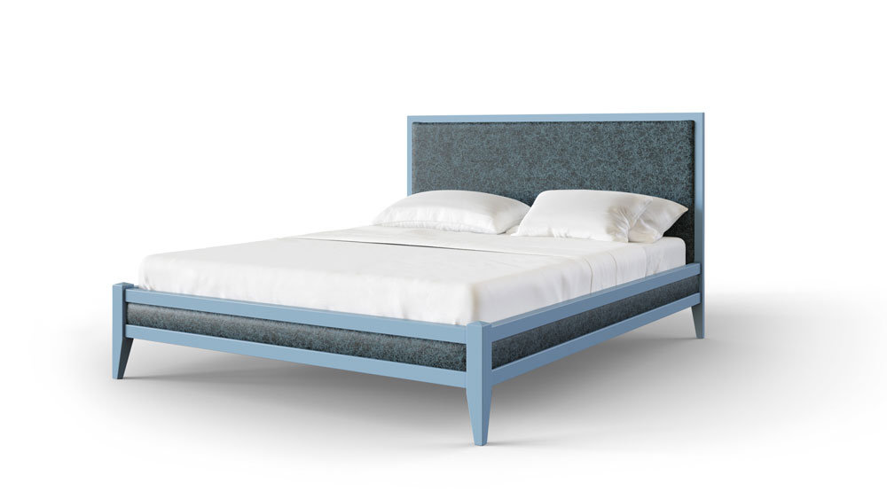 Кровать Dreamline Венсе бук-голубой/иск.замш.-синий 150х200