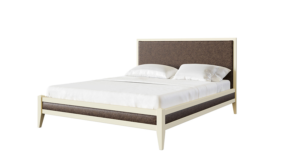 Кровать Dreamline Венсе бук-слоновая кость/иск.замш.-коричневый 180х190