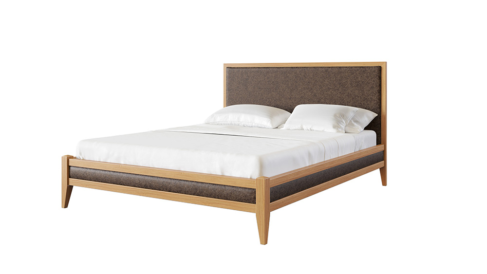 Кровать Dreamline Венсе ясень-натуральный темный/иск.замш.-коричневый 140х190